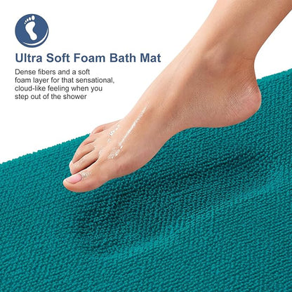 OLANLY Thick Memory Foam Bathroom Rugs 30x20, Absorbent Bath Mat, Deep Lake | Soft Quick Dry Bath Rugs, Non-Slip, Machine Washable Carpet for Bathroom Floor, Tub and Shower, Home Decor Accessories