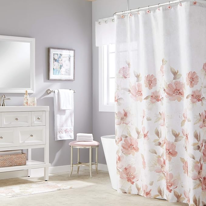 SKL Home Saturday Knight Misty Floral Shower Curtain, Pink/Multi