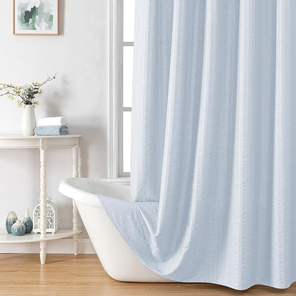 Aiyufeng Glacier Blue Shower Curtain for Bathroom, Embossed Textured Fabric Shower Curtain for Bathroom - Soft Cloth & Hotel Spa, Machine Washable, 72X84,Glacier Blue