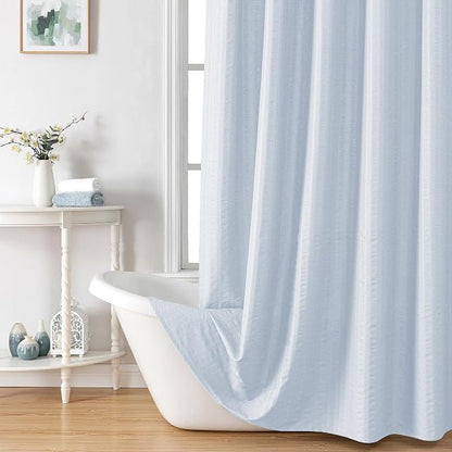 Aiyufeng Glacier Blue Shower Curtain for Bathroom, Embossed Textured Fabric Shower Curtain for Bathroom - Soft Cloth & Hotel Spa, Machine Washable, 72X96,Glacier Blue