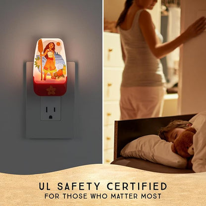 Disney Moana Plug in Night Light for Kids, LED Nightlight Plug into Wall | Dusk to Dawn Sensor, Birthday Gift for Girl Toddler Baby, Kids Room Bedroom Bathroom Nursery Essentials, UL Listed, 85993