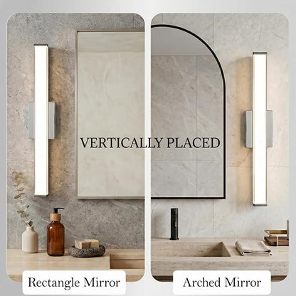 URSOLA 36" Modern LED Bathroom Light Fixtures, Chrome 3CCT Dimmable Bathroom Vanity Light Over Mirror, Bathroom Vanity Bath Bar Lights with Double Layer Acrylic Shade