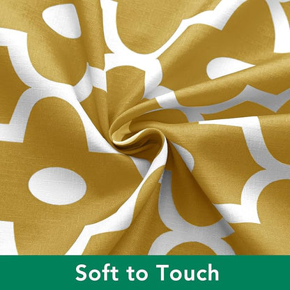 Fabric Modern Extra Long Shower Curtains for Bathroom-Gold and White | 72"W x 84"L Textured Faux Linen Elegant Classic Moroccan Bath Decor-Hotel Quality Transitional Washable & Breathable Cloth