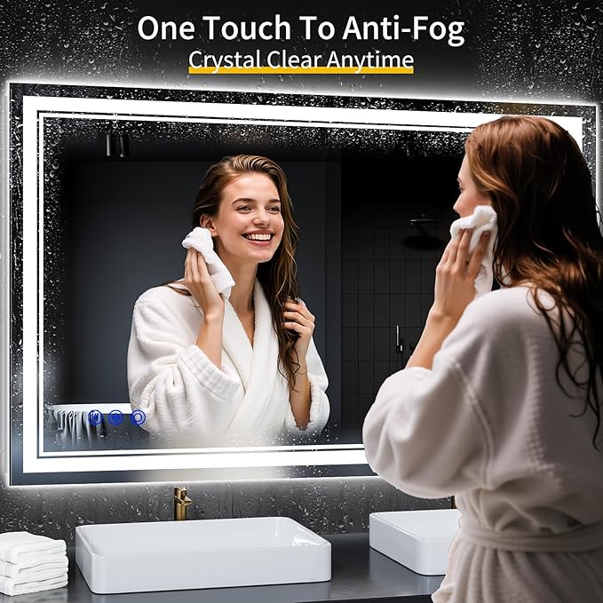 48"x30" LED Bathroom Mirror with Lights,Anti-Fog,3 Color Modes