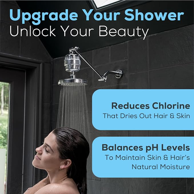 SparkPod 23-Stage Shower Head Filter for Showerheads, Polished Chrome | Removes Chlorine & Heavy Metals, Helps Improve Hard Water, with Activated Carbon and KDF-55 Layers, High Output