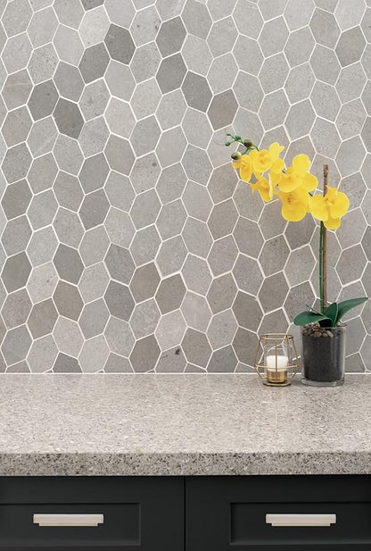 MSI Lilly Pad 11.15 in. x 12.60 in. x 10mm Honed Limestone Tile for Kitchen Backsplash, Floor Tile, Wall Tile for Bathroom, Shower Wall Tile, Mesh Mounted Mosaic Tile