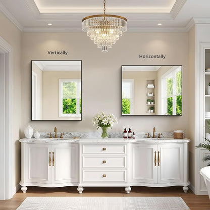 DESBING Black Bathroom Mirror 2 Pack, 30x36 Inch Rectangle Wall Mirrors with Frame, Shatter-Resistant, Modern for Bathroom, Living Room, Entryway – Horizontal or Vertical