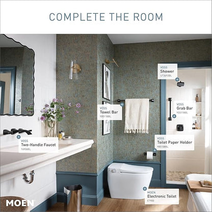 Moen Voss Matte Black Two-Handle Wall Mount Bathroom Faucet Trim Kit, Valve Required, T6906BL