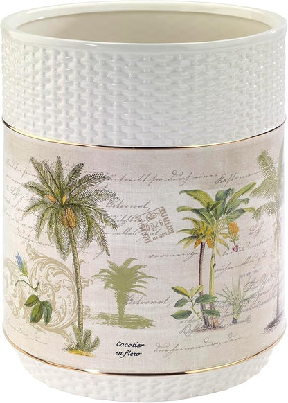 Avanti Linens - Waste Basket, Decorative Trash Can, Guest Bathroom Essentials, Tropical Inspired Bathroom Accessories (Colony Palm Collection)