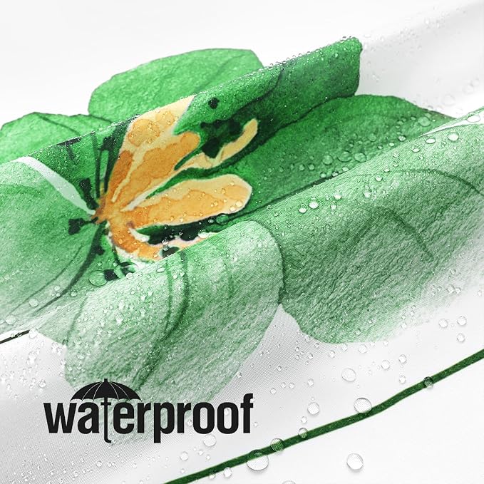 Emerald Green Beige Watercolor Floral Fabric Shower Curtain, 72x72 | Waterproof Fabric, Modern Minimalist Floral Print, Machine Washable, Rustproof Grommets, for Bathroom