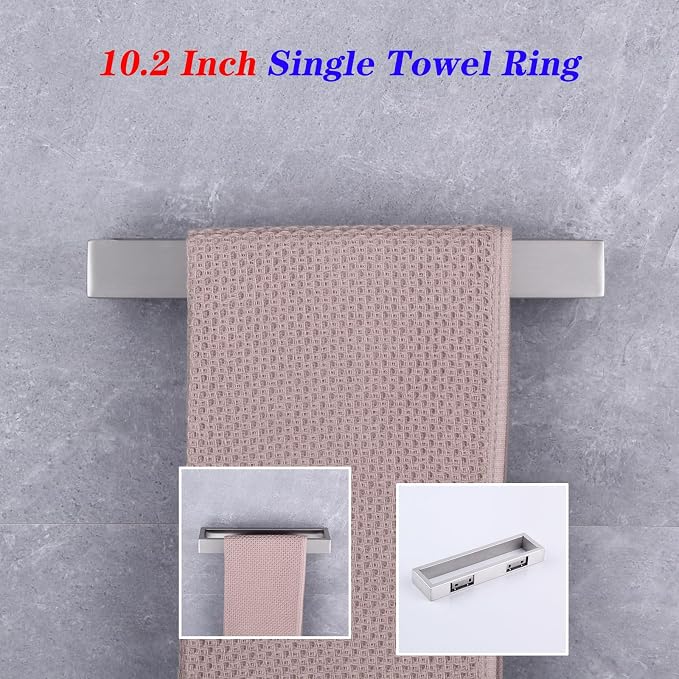 GERZWY Bath Towel Holder SUS304 Stainless Steel Towel Hanger Towel Ring for Bathroom Lavatory Wall Mount Contemporary Style, Brushed Finish HG1706-LS