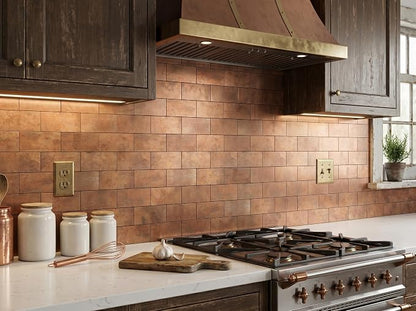 Yipscazo Peel and Stick backsplash 3 x 6 Inches 3D PVC Composite Wall Tile Stick on Backsplash Tile for Kitchen Bathroom, Laundry Room, Fireplace(Copper, 100 Pieces)