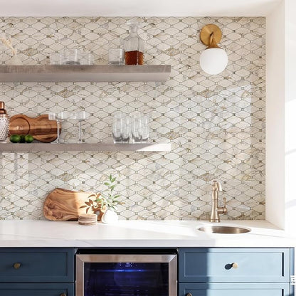 STICKGOO 10 Sheets Peel and Stick Backsplash Tiles, Glossy Pandora Marble | Waterproof Kitchen Backsplash, Stick on Wall Tiles for Kitchen, Bathroom, RV