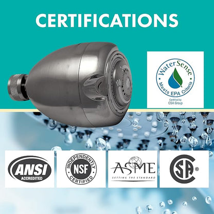 Earth Showerhead - Niagara Conservation | Energy & Water Saving Showerhead (2.0 GPM) High-Efficiency 3-Spray Brushed Nickel Fixed Shower Head (N2920BN)