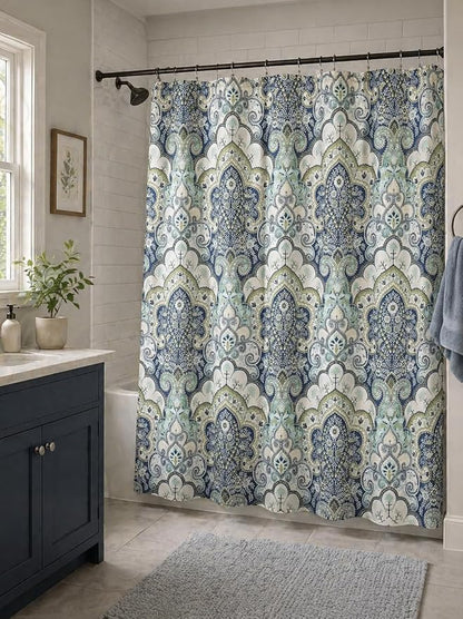 Hotel Quality Fabric Bathroom Shower Curtain: Floral Paisley Moroccan Damask (72 x 70 inches)