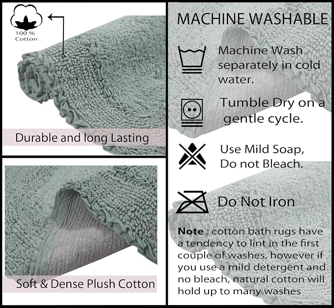 Home Weavers Radiant Collection 100% Cotton Bathroom Rugs Set, Washable Rug, Soft Cotton Extra Soft and Absorbent Bath Rug, Kitchen Mat, Bath Mat Set, Bath Floor Mat Non Slip, 20"x20" Contour, Blue