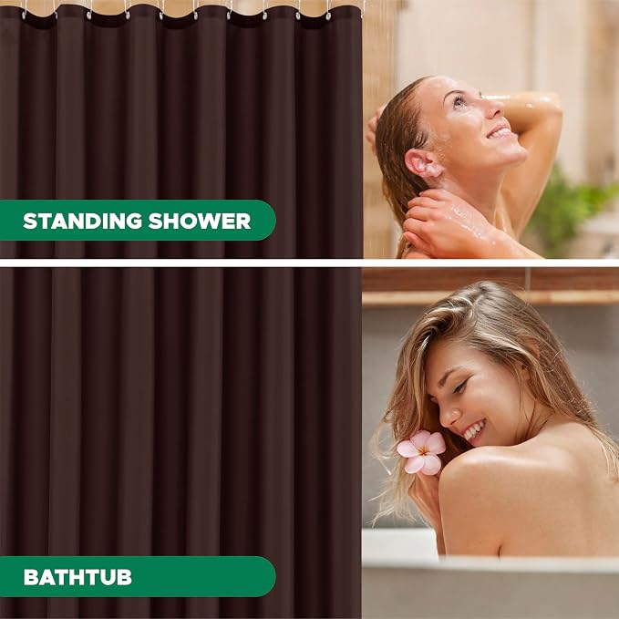 Fabric Shower Curtain Liner 72"W x 84"L-Brown Extra Long Shower Liners | Hotel Quality Water Resistant Machine Washable Shower Liner-Cloth Polyester Light Weight High Ceilings Bathroom Curtain Liner