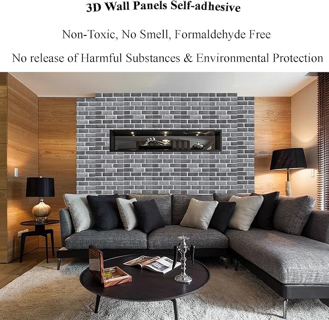 3D Wall Panels Peel and Stick 10 PCS PVC Brick Stone Wallpaper | 11.81*11.81 Inch, Waterproof, Self-Adhesive Wall Tiles, for Accent Walls, Kitchen, Bathroom, Bedroom & Office Decor