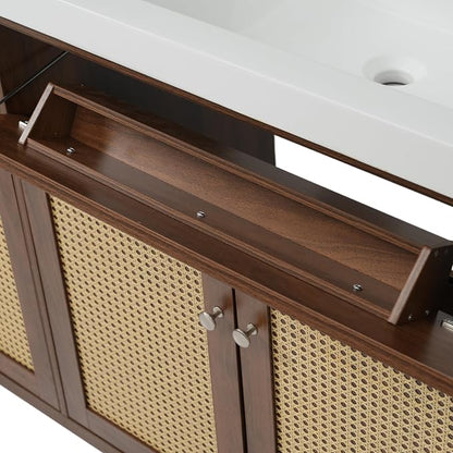 60" Farmhouse Double Sink Bathroom Vanity with Double Sinks, Soft Closing Doors and Flip-Out Drawers, Solid Wood Frame & MDF Wood Bathroom Sink Cabinet, Freestanding Solid Wood Legs