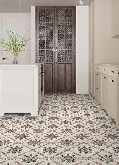 FloorPops Jamila Burgundy Peel and Stick Floor Tiles, FP6299