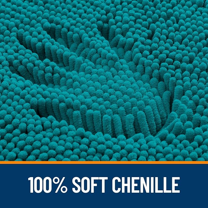 OLANLY Bathroom Rugs 34x21, Extra Soft Absorbent Chenille Bath Rugs | Deep Lake, Quick-Drying Rubber Backing, Machine Washable Bath Mat for Bathroom Floor, Tub and Shower, Home Decor Accessories