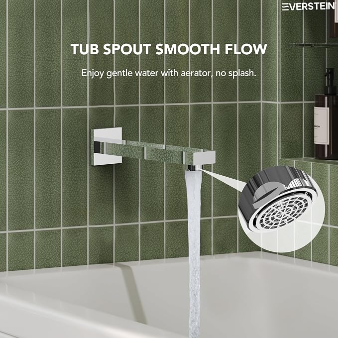 Shower Tub Faucet Set, 10" Bathroom Rainfall Shower Head Fixtures Combo with Handheld Spray and Tub Spout, Chrome (Valve Included)