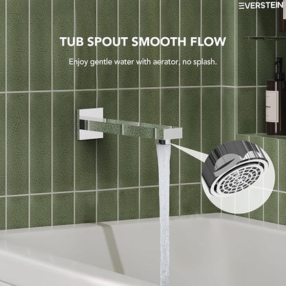 Shower Tub Faucet Set, 10" Bathroom Rainfall Shower Head Fixtures Combo with Handheld Spray and Tub Spout, Chrome (Valve Included)