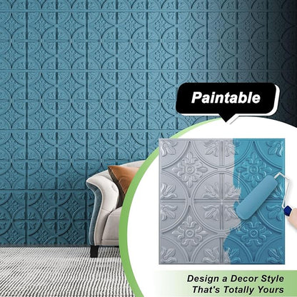 Art3d Drop Ceiling Tiles 2x2, Glue-up Ceiling Panel, Fancy Classic Style in Gray