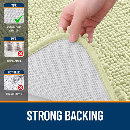 OLANLY Large Bathroom Rugs 50x30, Extra Soft Absorbent Chenille Bath Rugs | Vanilla, Quick-Drying Rubber Backing, Machine Washable Bath Mat for Bathroom Floor, Tub and Shower, Home Decor Accessories