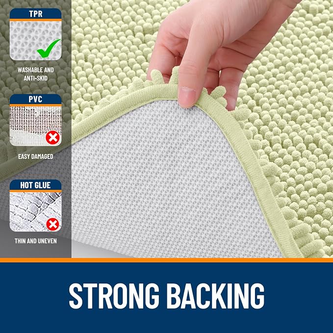 OLANLY Bathroom Rugs 36x24, Extra Soft Absorbent Chenille Bath Rugs | Vanilla, Quick-Drying Rubber Backing, Machine Washable Bath Mat for Bathroom Floor, Tub and Shower, Home Decor Accessories
