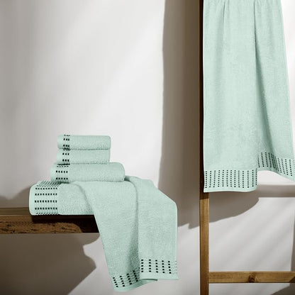 Ultra Soft 6 Pack Cotton Towel Set, Contains 2 Bath Towels 28x55 inch, 2 Hand Towels 16x24 inch & 2 Wash Cloths 12x12 inch, Ideal Everyday use, Compact & Lightweight - Sea Green