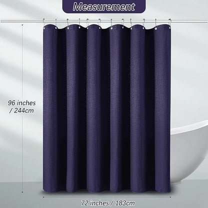 Extra Long Purple Bathroom Decor Waffle Shower Curtain 96 Inches 256GSM Heavy Duty Shower Curtain Set, Hotel Quality Water Repellent Modern Shower Curtains with 12 Hooks,72Wx96H