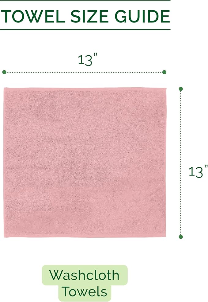 Elegant Comfort 100% Turkish Cotton Corduroy Ribbed Luxury Washcloths 6 Pack Soft 13 x 13 Inch - Higly Absorbent, Durable, Quick Dry, Spa Premium Hotel Quality for Bathroom or Travel, Dusty Rose