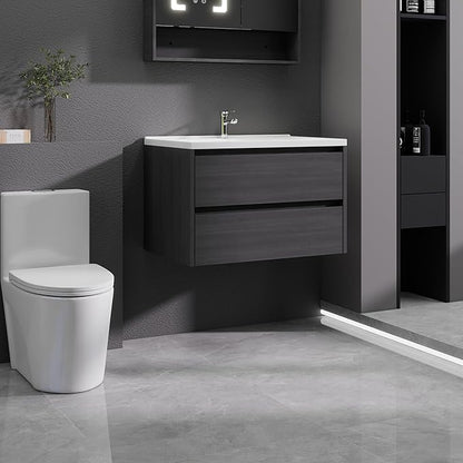 Grey Floating Bathroom Vanity with Sink, 31x18 Inch Wall Mounted Bathroom Cabinet with 2 Drawers, Modern Single Sink Vanity for Small Bathroom, Space-Saving Storage Cabinet