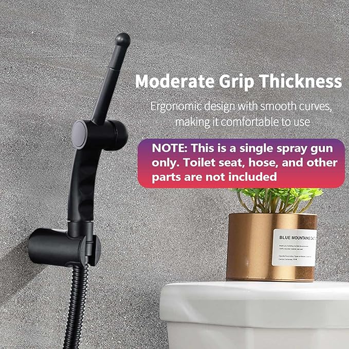 BARROCK Bathroom Hand Held Bidet Sprayer for Toilet Handheld Shattaf Spray Head Attachment Replacement, Adjustable Water Pressure for Feminine, Pets and Baby Diaper Washing, Matte Black