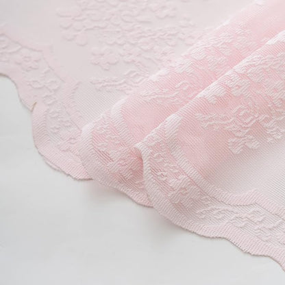 TUDECO Pink Lace Shower Curtain with Attached Valance, 72x72 Inch, 1 Panel | Light Pink, Cute Girly Bathroom Decor, Aesthetic Feminine Style, Vintage Floral Detail, Soft Light Filtering, Semi Privacy