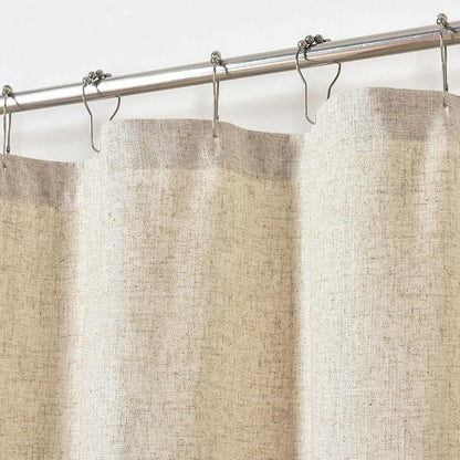 DOSLY Ides Linen Button Farmhouse Shower Curtain, Linen and Cotton Fabric, Pleated Black and White Buffalo Plaid Checked Pattern, Country Style, 72x72 in