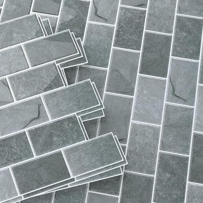 Peel and Stick Backsplash for Kitchen, Grey | 10 pack self‑adhesive tiles for backsplash, bathroom, or accent wall. Easy DIY install and wipeable. Covers approx. 10 sq ft.