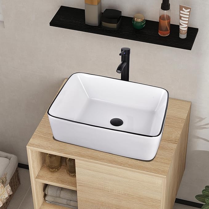 YOURLITE Cabinet Vanity, 24' White Ceramic Sink, Wall-Mounted, Floating Bathroom Cabinet with Mirror, Shelves & Faucet, 23.6x18.9x17(LxWxH)in