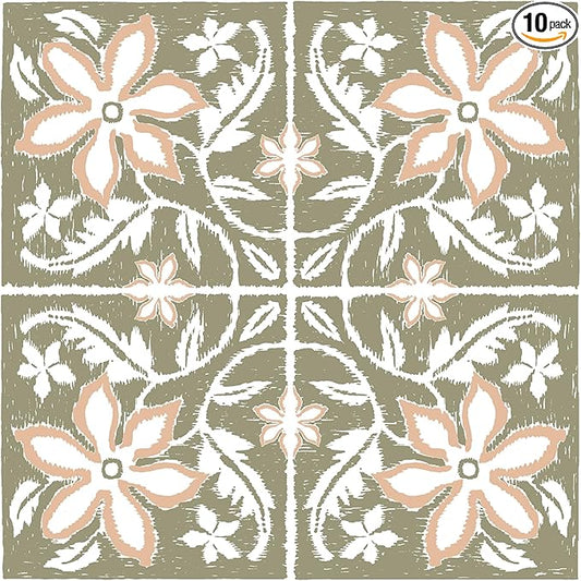 FloorPops Lillium Green Peel and Stick Floor Tiles, FP6303