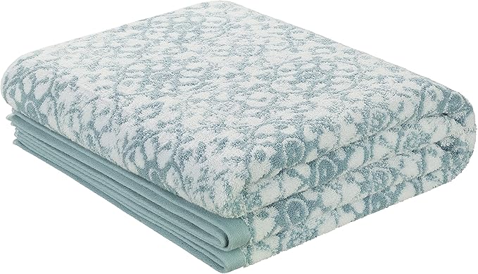 Jessica Simpson – Bath Towel 4 Piece Set, Aziza, Premium Bathroom Décor, Includes 2 Hand Towels and 2 Shower Towels, 100% Cotton & Machine Washable, Forget Me Not Blue