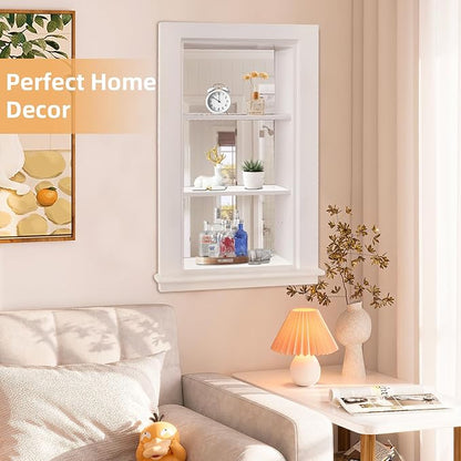 14 x 24 Recessed Medicine Cabinet, White Bathroom Wall Cabinet, 3-Tier Wall Niche with Mirror, for Bathroom Storage