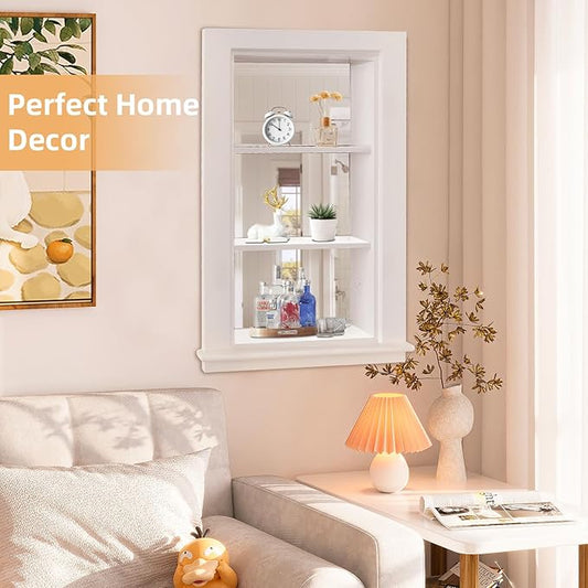 14 x 24 Recessed Medicine Cabinet, White Bathroom Wall Cabinet, 3-Tier Wall Niche with Mirror, for Bathroom Storage