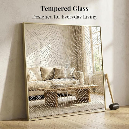 30"x30" Satin Gold Framed Square Bathroom Vanity Wall Mirror | Accent Wall Mirror, Square Geometric Look, Slim Metal Frame, Living Room or Entryway, Keyhole Mount, Tempered Glass