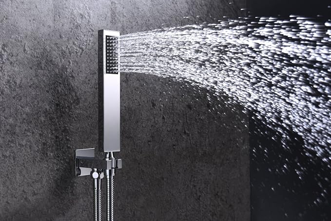 SUMERAIN Bathroom Shower System with Rain Shower and Hand Wand Chrome | 8" Stainless Steel Shower Head, Brass Rough-in Valve, Concealed Box Design, Easy to Maintain and Install