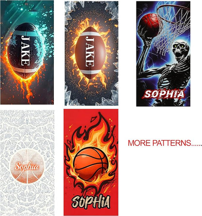Personalized Beach Towel With Name, Custom Beach Towel with Text, Customized American Football Microfiber Pool Towel, Quick Dry & Absorbent Swim Towel for Adult,Anniversary, Birthday, Summer Holiday