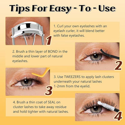 QUEWEL Lash Clusters, Cluster Lashes 30D+40D+50D Eyelash Clusters D Curl | Individual Lashes 10-16mm Cluster Eyelash Extensions Create Kinds of Beauty Look (DH-30D+40D+50D)