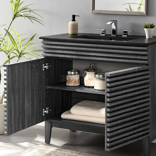 Modway Render 36" Bathroom Vanity in Charcoal Black