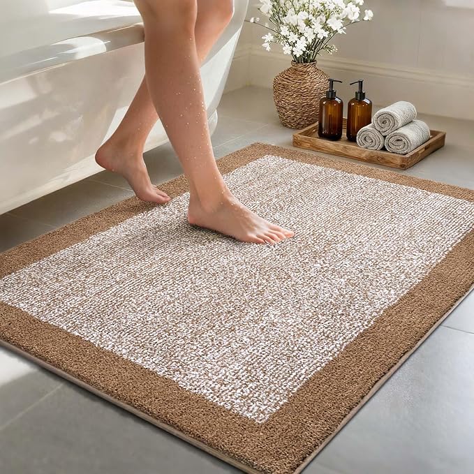 48x32 Large Bathroom Rugs Washable Non Slip, Coffee Bath Mat for Bathroom Floor Tub, Soft Absorbent Quick Dry Mats for Shower, Bathtub,Home Decor