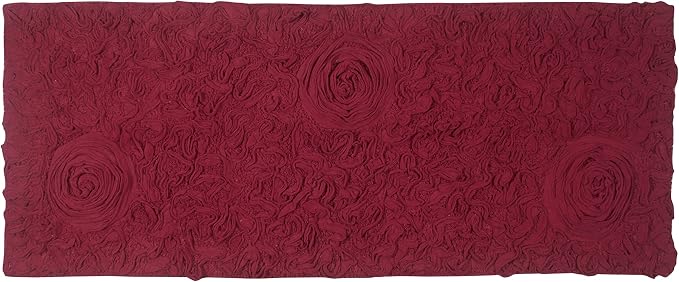 Home Weavers Bell Flower Collection 100% Cotton Tufted Bath Rugs, Extra Soft and Absorbent Bath Rugs, Non-Slip Bath Mats, Machine Washable, Bath Mats for Bathroom Floor and Tub, 21"x54" Runner, Red